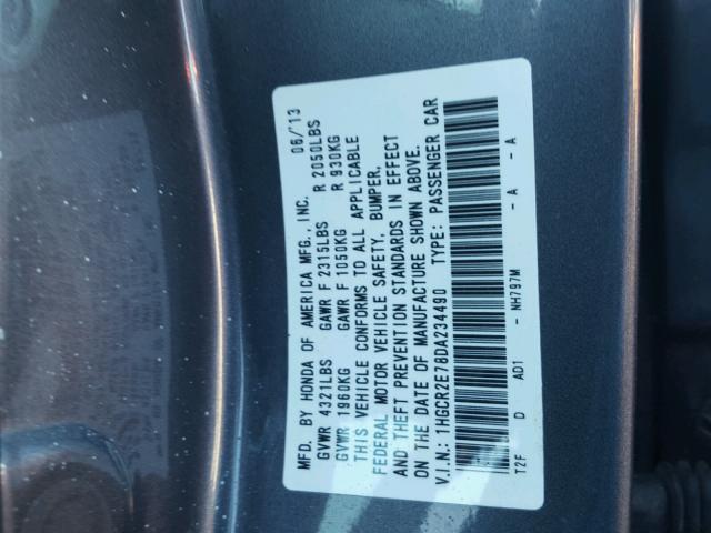 1HGCR2E78DA234490 - 2013 HONDA ACCORD EX SILVER photo 10