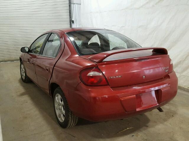 1B3ES56C25D257502 - 2005 DODGE NEON SXT RED photo 3