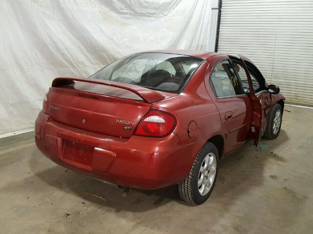 1B3ES56C25D257502 - 2005 DODGE NEON SXT RED photo 4