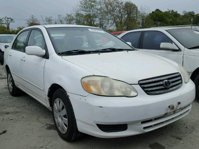 2T1BR32E13C036038 - 2003 TOYOTA COROLLA CE WHITE photo 1