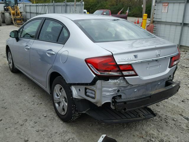 19XFB2F53DE092902 - 2013 HONDA CIVIC LX SILVER photo 3