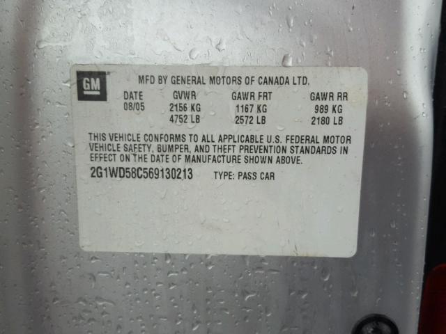 2G1WD58C569130213 - 2006 CHEVROLET IMPALA SUP 银色 照片 10