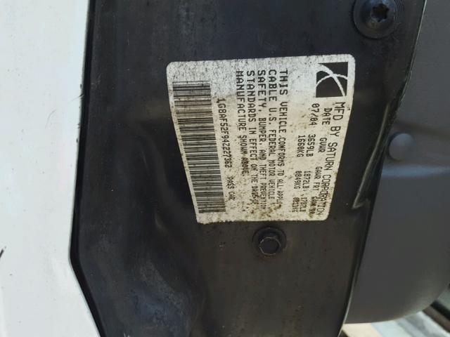 1G8AF52F94Z227362 - 2004 SATURN ION LEVEL WHITE photo 10