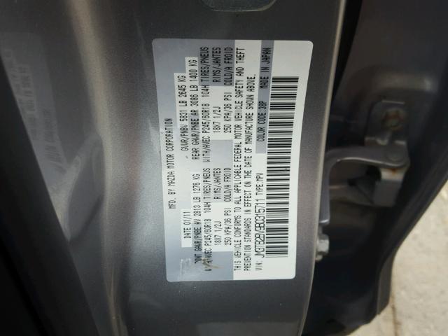 JM3TB2BV9B0315711 - 2011 MAZDA CX-9 SILVER photo 10