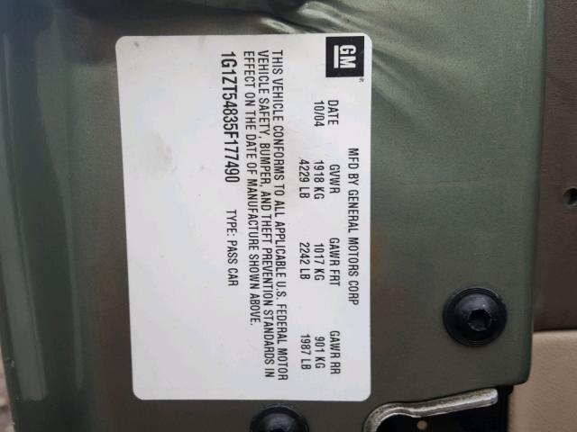 1G1ZT54835F177490 - 2005 CHEVROLET MALIBU LS SILVER photo 10