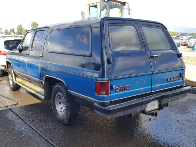 1GKEV16K8MF502929 - 1991 GMC SUBURBAN V BLUE photo 3