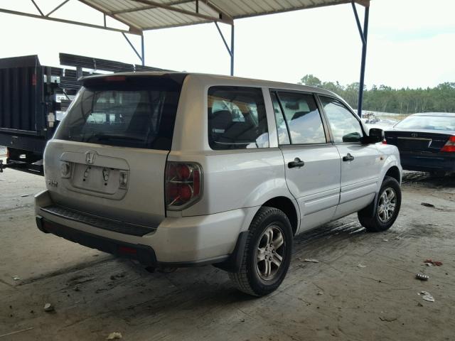 5FNYF28187B006392 - 2007 HONDA PILOT LX SILVER photo 4