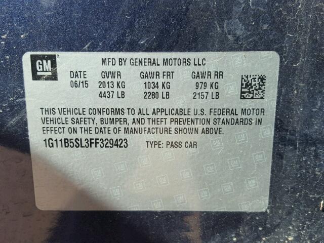 1G11B5SL3FF329423 - 2015 CHEVROLET MALIBU LS BLUE photo 10