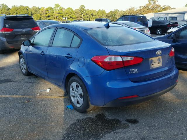 KNAFK4A64E5062197 - 2014 KIA FORTE LX BLUE photo 3