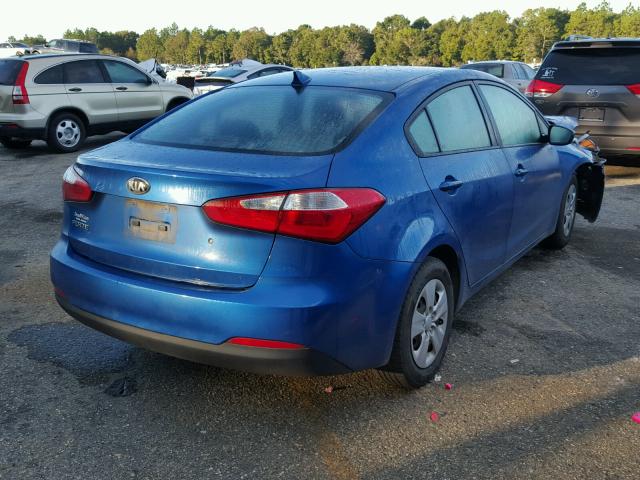 KNAFK4A64E5062197 - 2014 KIA FORTE LX BLUE photo 4