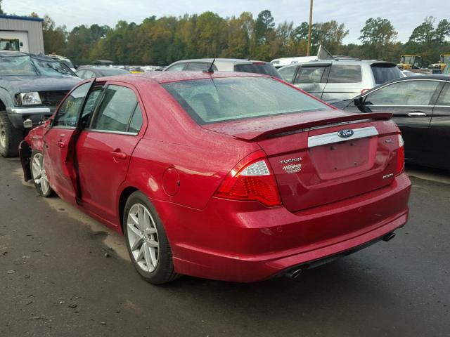 3FAHP0JGXBR327394 - 2011 FORD FUSION SEL BURGUNDY photo 3