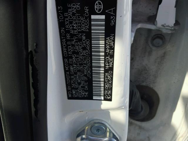 JTDKDTB32D1554680 - 2013 TOYOTA PRIUS C WHITE photo 10