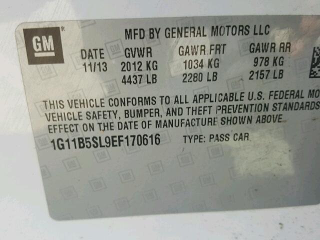 1G11B5SL9EF170616 - 2014 CHEVROLET MALIBU LS Ağ foto 10