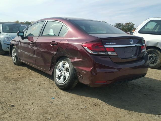 19XFB2F51DE042936 - 2013 HONDA CIVIC LX MAROON photo 3