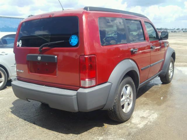 1D8GT28K47W606191 - 2007 DODGE NITRO SXT RED photo 4