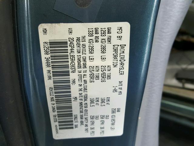 2D4GP44L85R420370 - 2005 DODGE GRAND CARA TEAL photo 10