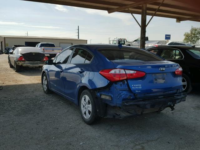 KNAFX4A66F5330640 - 2015 KIA FORTE LX BLUE photo 3