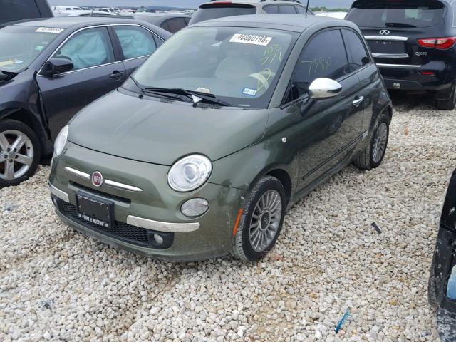 3C3CFFCRXCT103771 - 2012 FIAT 500 LOUNGE GREEN photo 2