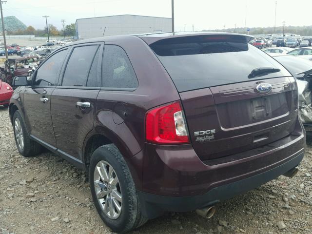 2FMDK3JC3BBB20071 - 2011 FORD EDGE SEL BURGUNDY photo 3