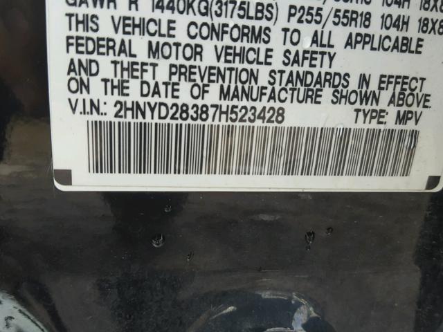 2HNYD28387H523428 - 2007 ACURA MDX TECHNO BLACK photo 10