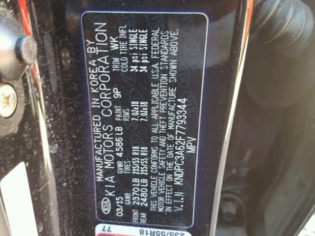 KNDPC3A62F7793344 - 2015 KIA SPORTAGE BLACK photo 10