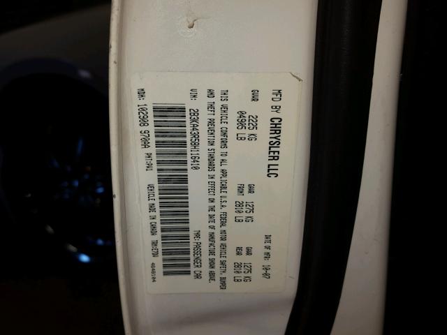 2B3KA43R58H116410 - 2008 DODGE CHARGER WHITE photo 10