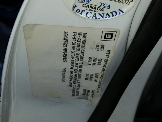 2G4WF5217W1460129 - 1998 BUICK REGAL GS WHITE photo 10