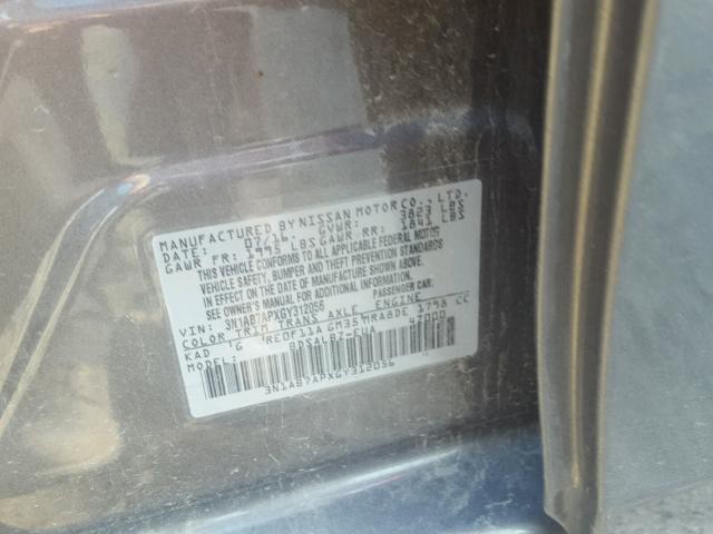 3N1AB7APXGY312056 - 2016 NISSAN SENTRA S GRAY photo 10