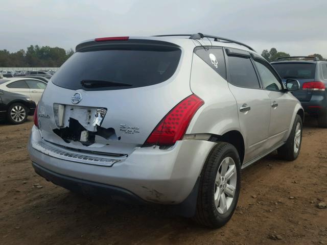 JN8AZ08W16W544729 - 2006 NISSAN MURANO SL SILVER photo 4