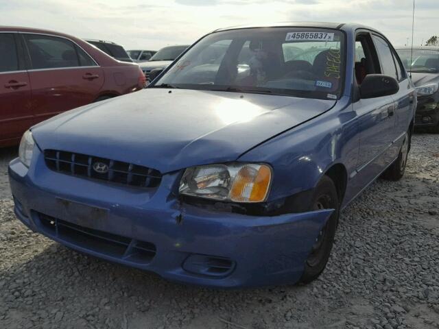 KMHCG45C52U292951 - 2002 HYUNDAI ACCENT GL BLUE photo 2