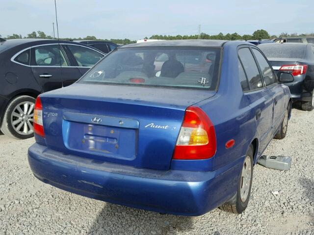 KMHCG45C52U292951 - 2002 HYUNDAI ACCENT GL BLUE photo 4