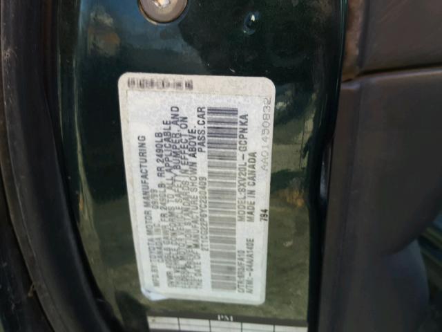 2T1CG22P6YC280409 - 2000 TOYOTA CAMRY SOLA GREEN photo 10