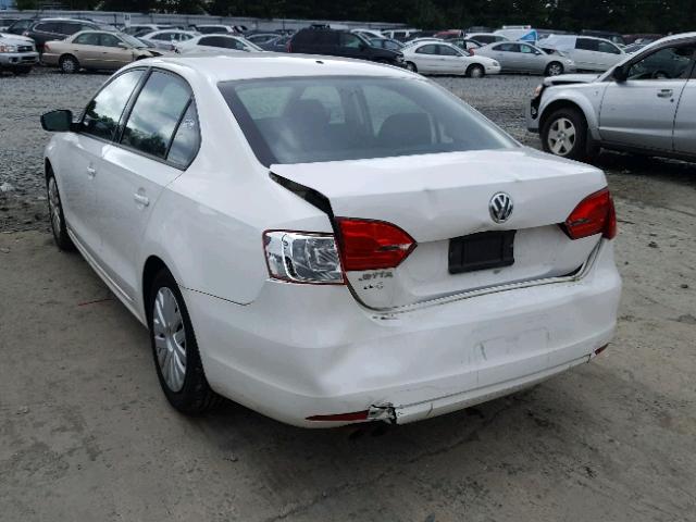 3VW1K7AJ9CM345833 - 2012 VOLKSWAGEN JETTA BASE WHITE photo 3