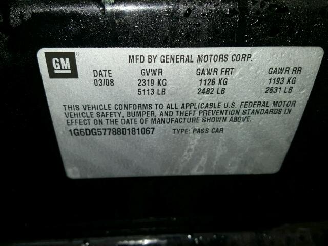 1G6DG577880181067 - 2008 CADILLAC CTS BLACK photo 10