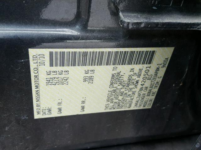 1N4AL2AP7BN420501 - 2011 NISSAN ALTIMA BAS GRAY photo 10