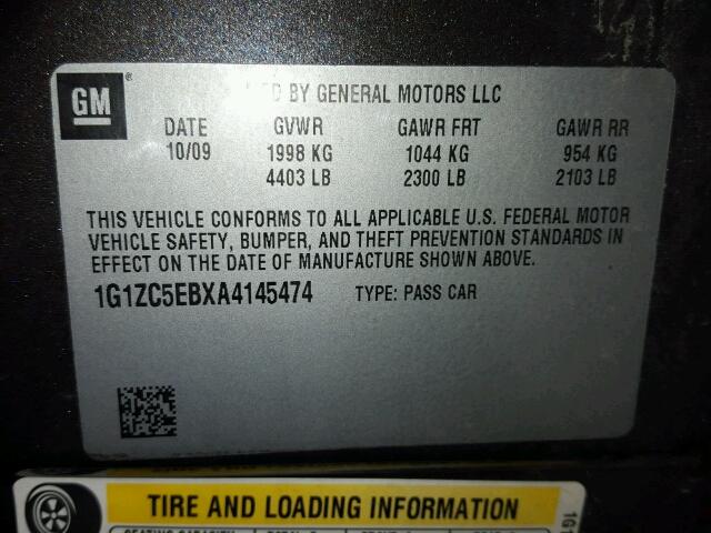 1G1ZC5EBXA4145474 - 2010 CHEVROLET MALIBU 1LT 灰色 照片 10