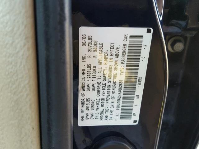 19UUA66286A062681 - 2006 ACURA 3.2TL BLUE photo 10