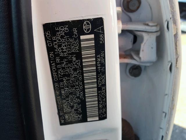 JTKKT604160131543 - 2006 TOYOTA SCION XA WHITE photo 10