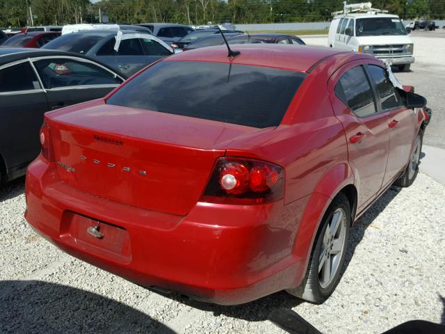 1C3CDZAB9DN660766 - 2013 DODGE AVENGER SE RED photo 4