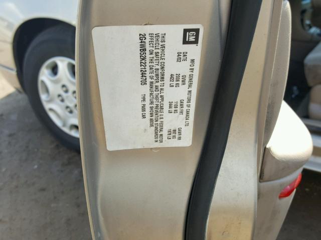 2G4WB52K221244705 - 2002 BUICK REGAL LS GOLD photo 10
