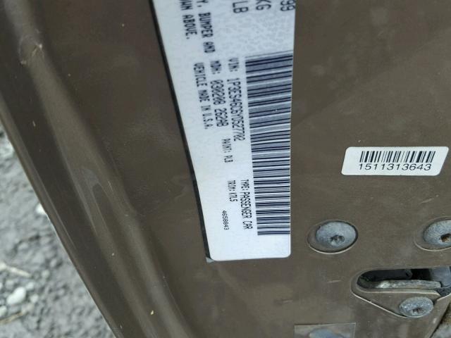 1P3ES46C6YD527702 - 2000 PLYMOUTH NEON BASE 金色 照片 10