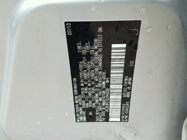 JTLZE4FE7DJ043838 - 2013 TOYOTA SCION XB Plata foto 10