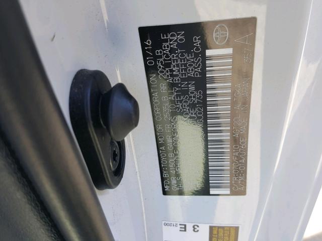 JTKJF5C7XGJ021735 - 2016 TOYOTA SCION TC 白色 照片 10