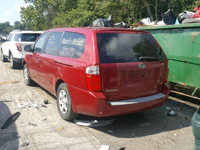 KNDMB233376108729 - 2007 KIA SEDONA EX RED photo 3