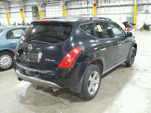 JN8AZ08W05W425956 - 2005 NISSAN MURANO SL BLACK photo 4