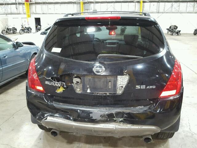 JN8AZ08W05W425956 - 2005 NISSAN MURANO SL BLACK photo 9