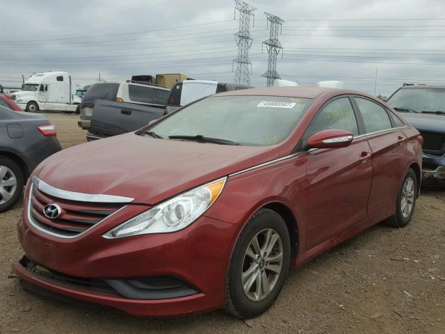 5NPEB4AC5EH881532 - 2014 HYUNDAI SONATA GLS RED photo 2