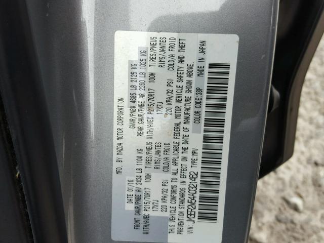 JM3ER2W54A0321462 - 2010 MAZDA CX-7 SILVER photo 10