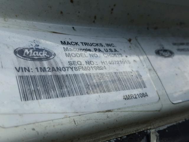 1M2AN07Y8FM019894 - 2015 MACK 600 CHU600 WHITE photo 10