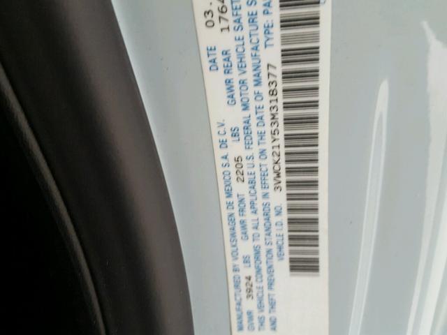 3VWCK21Y53M318377 - 2003 VOLKSWAGEN NEW BEETLE Mavi foto 10